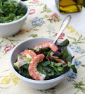 Ensalada con langostinos y pasas
