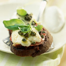 Tostas de Mozzarella, Huevo y Guisantes