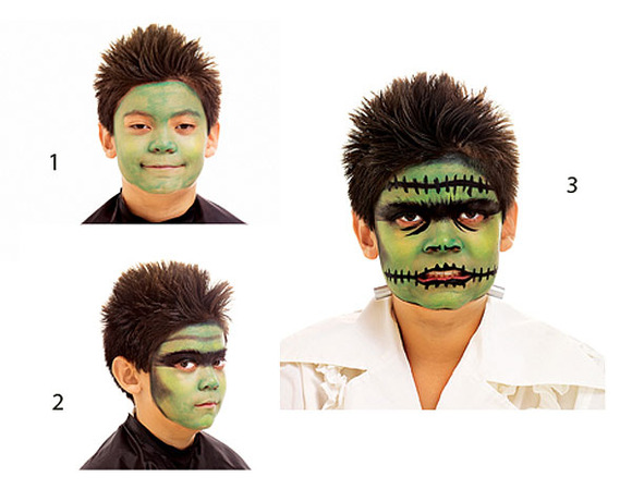 Maquillaje de zombie, Frankenstein y Hombre Lobo para Hallowen