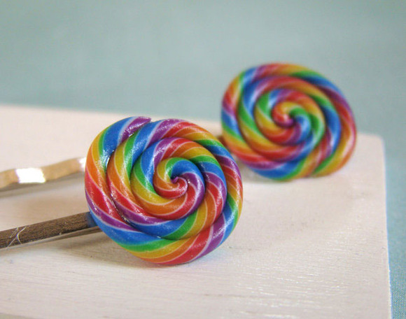 Horquillas para niñas con decoración de piruletas de colores